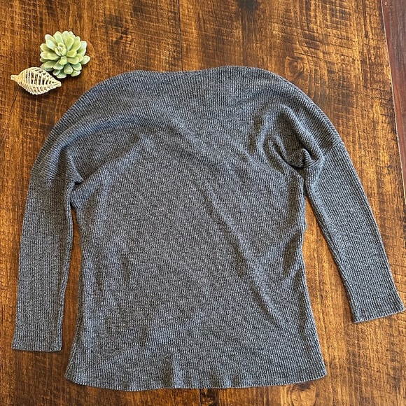 Native People | Charcoal Waffle Knit Faux Wrap Top - Picture 2 of 7